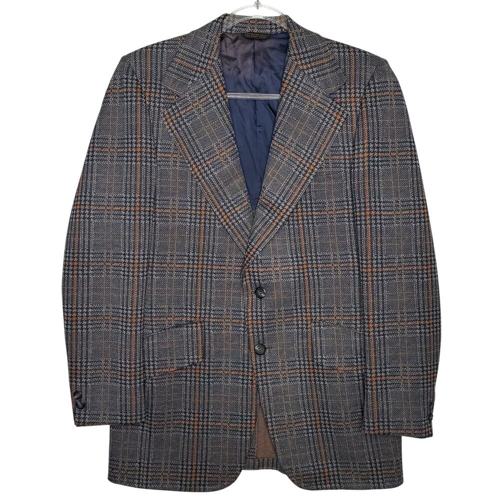 1970s Vintage Eagle Clothes Shahpoor's NY Plaid Union Made Blazer Jacket Small